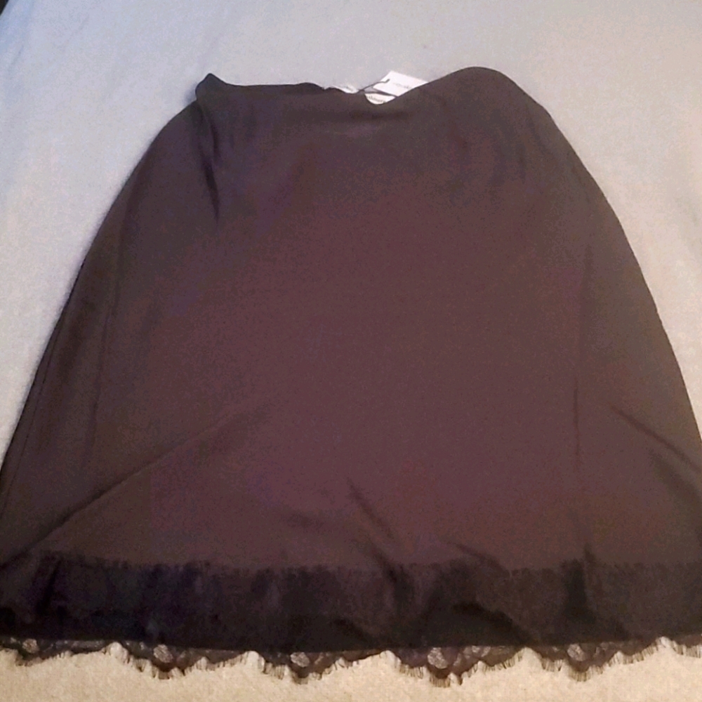 Cupcakes and Cashmere Indio Satin Midi Skirt – Black Bias-Cut Slip Style, Medium